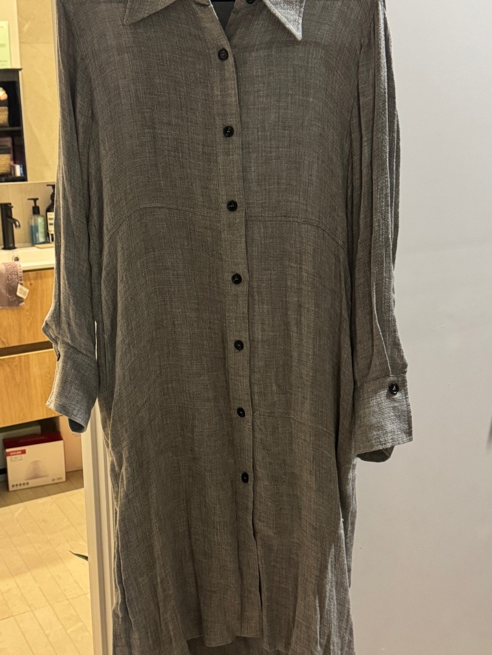 Zara Casual Button-Down Shirt Dress - Gray
